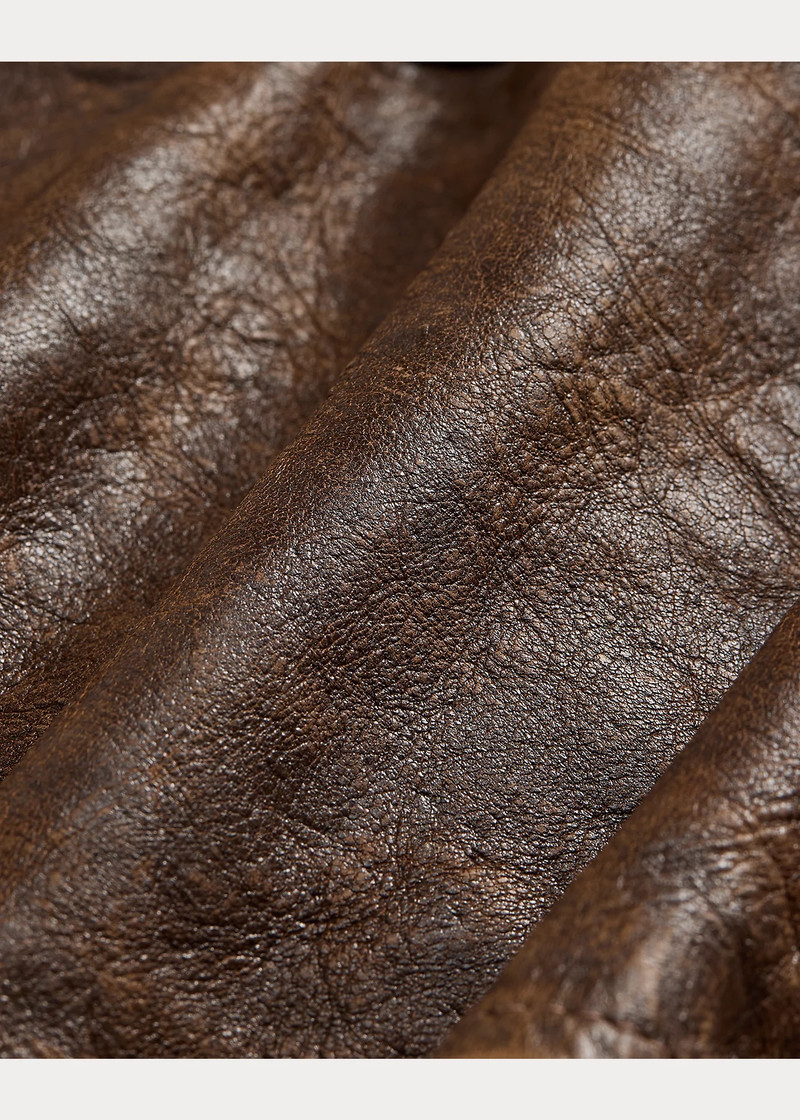 Shearling-Collar Leather Car Coat 7