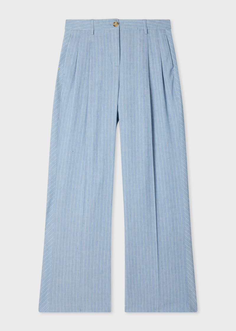 Women's Light Blue Pinstripe Trousers 1