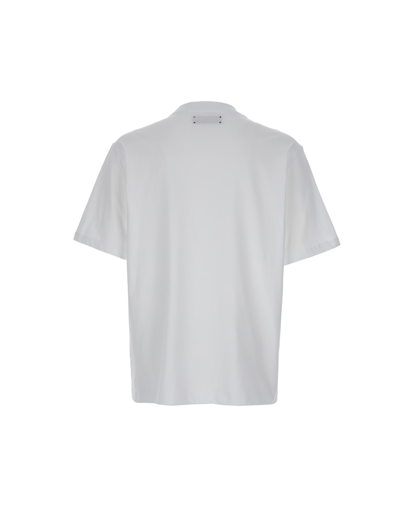 White Crewneck T-shirt With Logo Print On The Front In Cotton Man - 1
