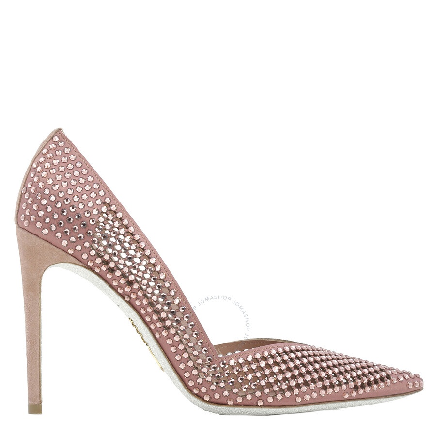 Rene Caovilla Ladies Blush Crystal Pointed-Toe Pumps - 1