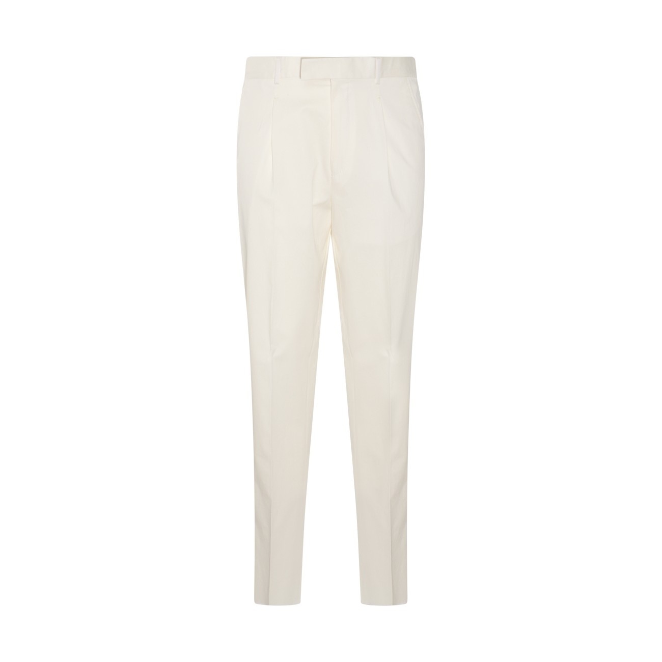 white cotton blend trousers - 1