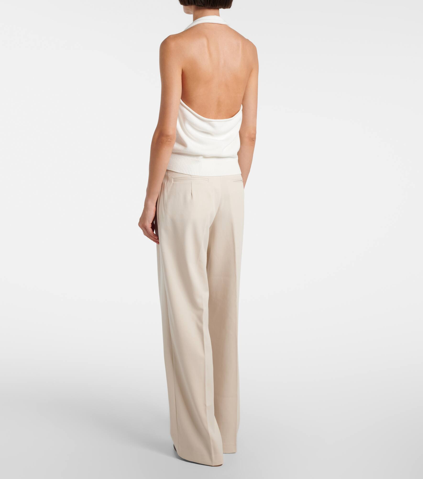 Halterneck cotton-blend top - 3
