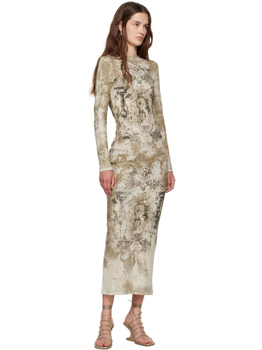 Beige 'The Médaillon' Cotton Maxi Dress - 4