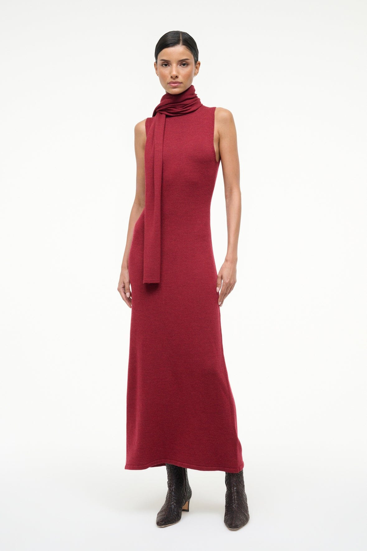 STAUD CANAL MIDI DRESS SANGRIA - 1