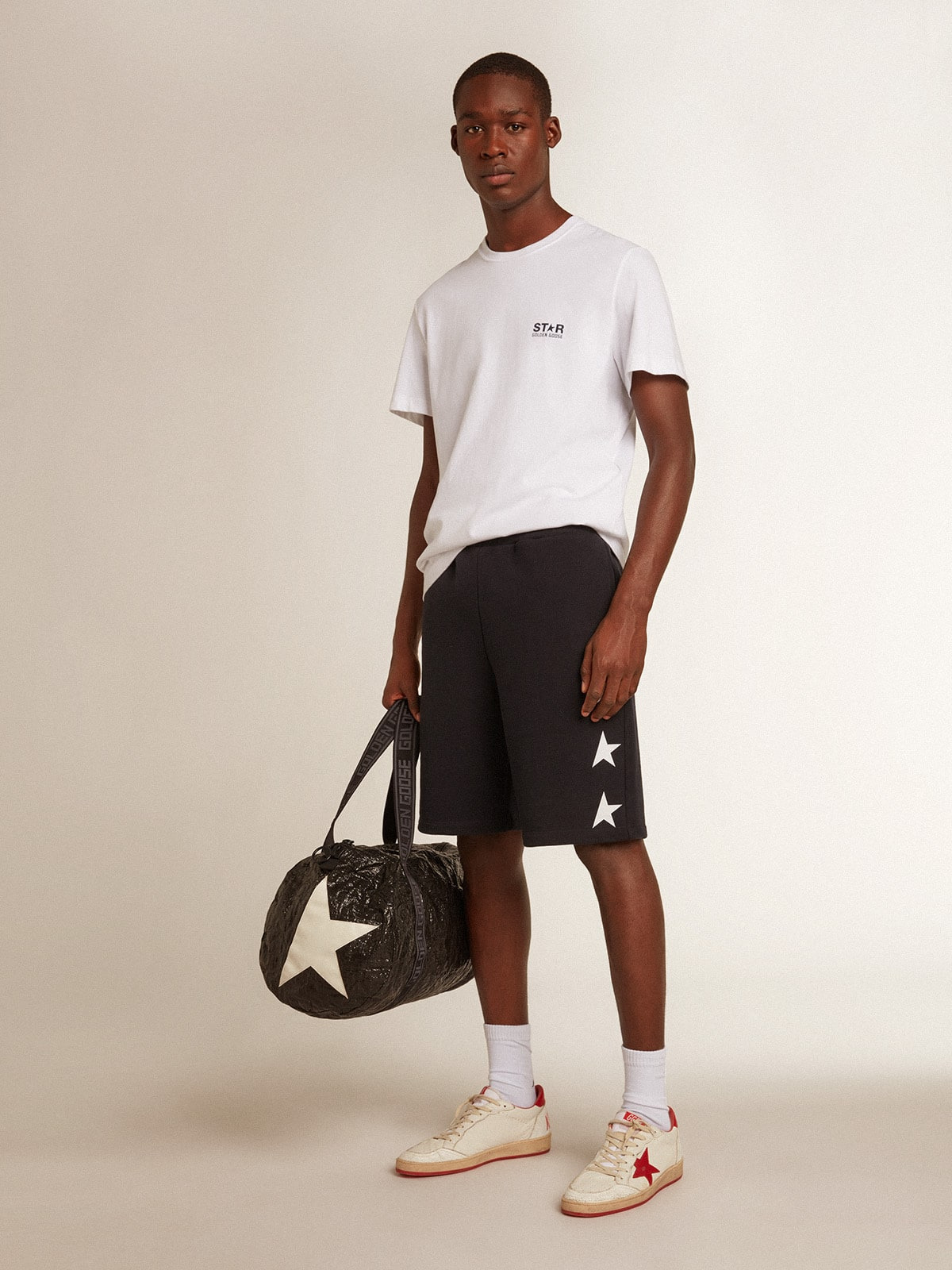 Men’s white T-shirt with dark blue star on the back - 3