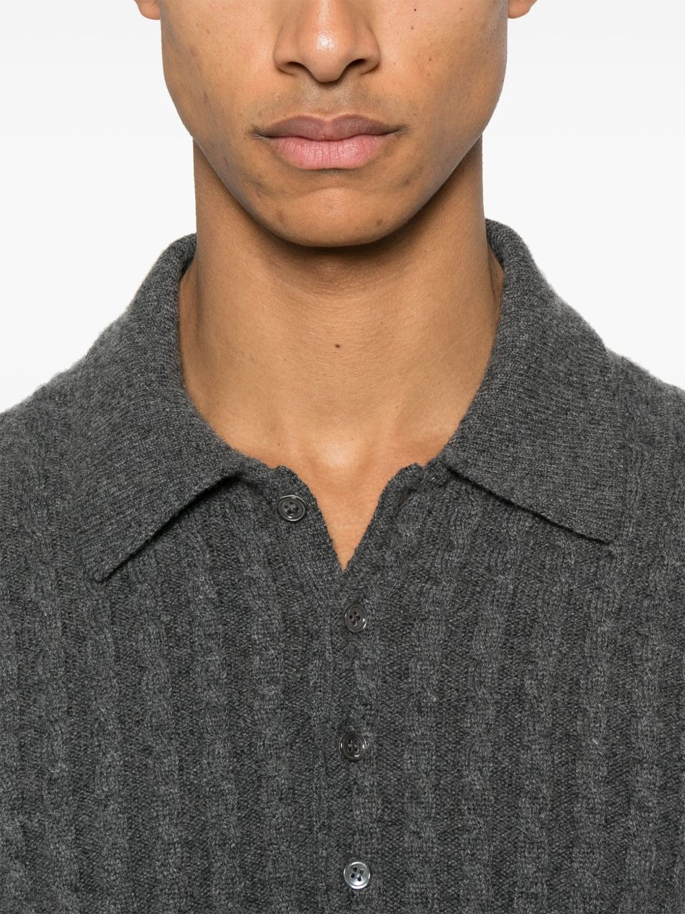 cable stitch 4 Bar Stripe polo shirt - 4