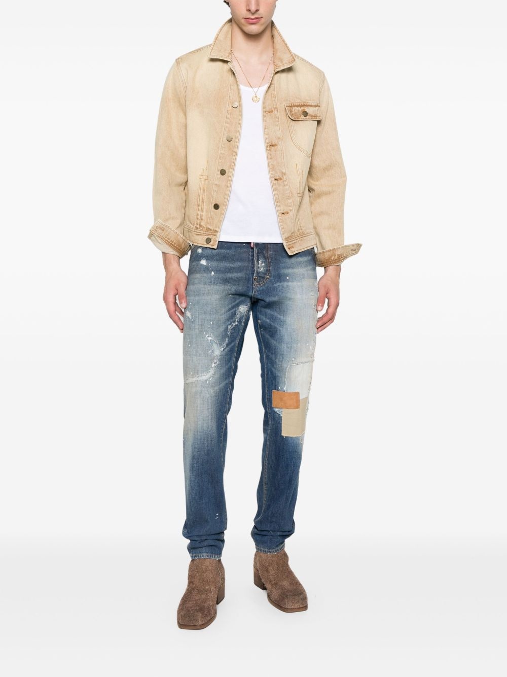 patch-detailing cotton jeans - 2