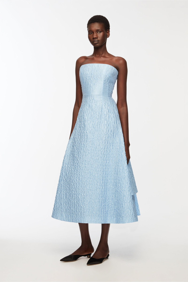 EMILIA WICKSTEAD Jenn Dress In Baby Blue Seersucker outlook