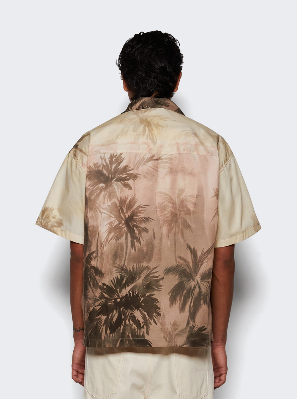 Sunset Palms Bowling Shirt Beige - 4