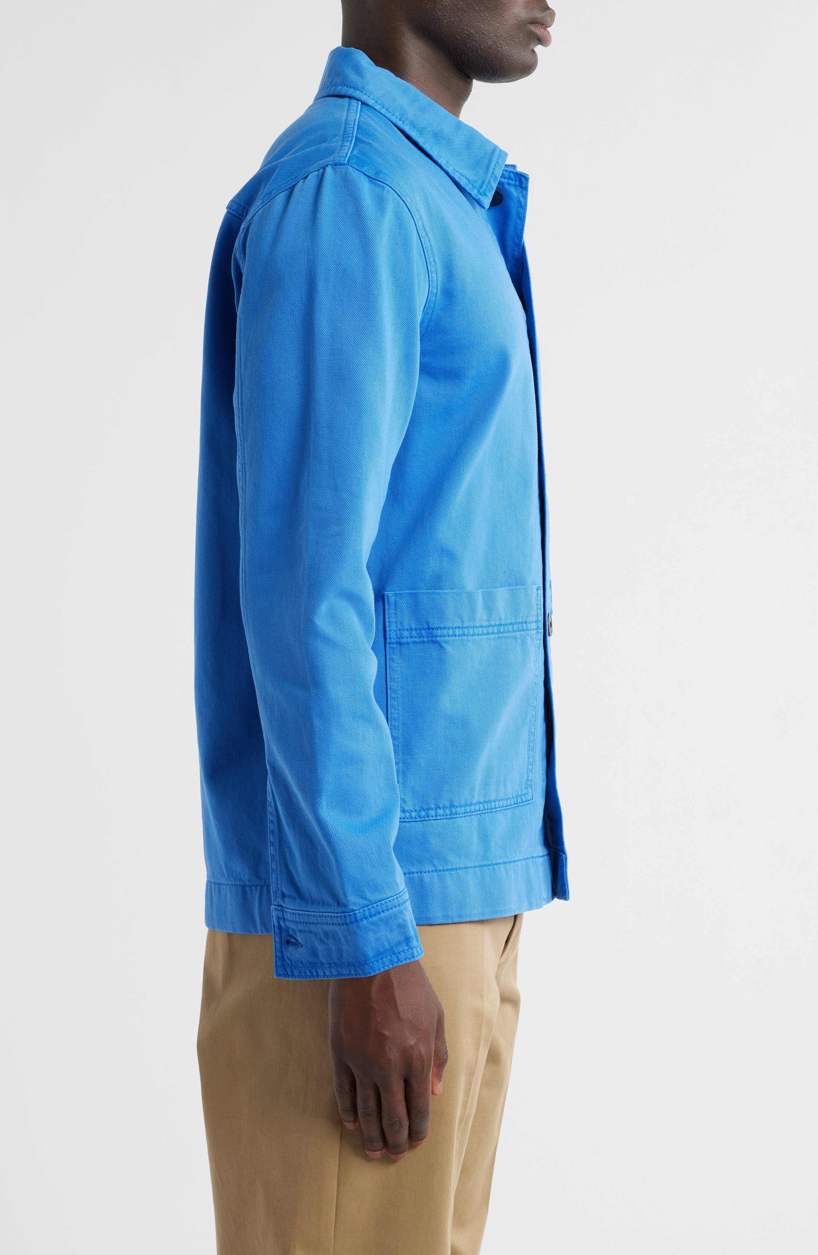 NN07 1874 Ollie Organic Cotton Denim Button-Up Overshirt in Blue Quartz at Nordstrom - 4