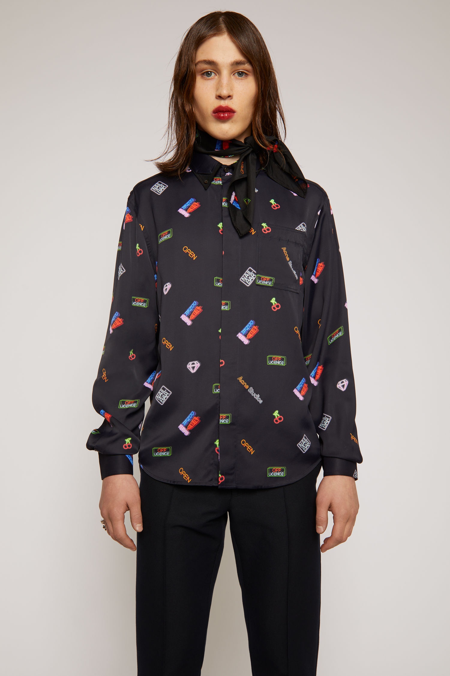 Neon sign print shirt multi black - 2