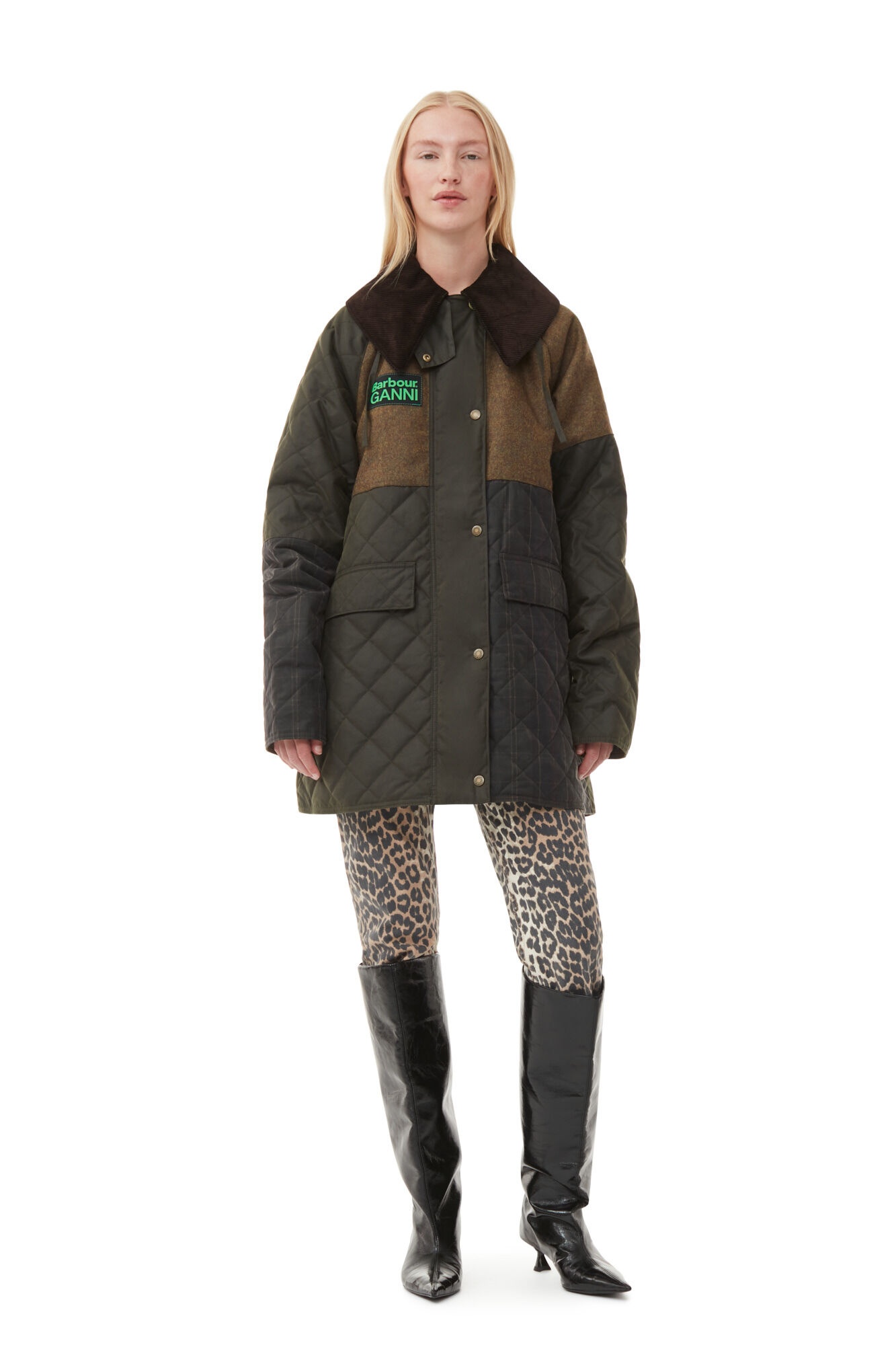 GANNI X BARBOUR SHORT BURGHLEY QUILTED WAX JACKET - 4