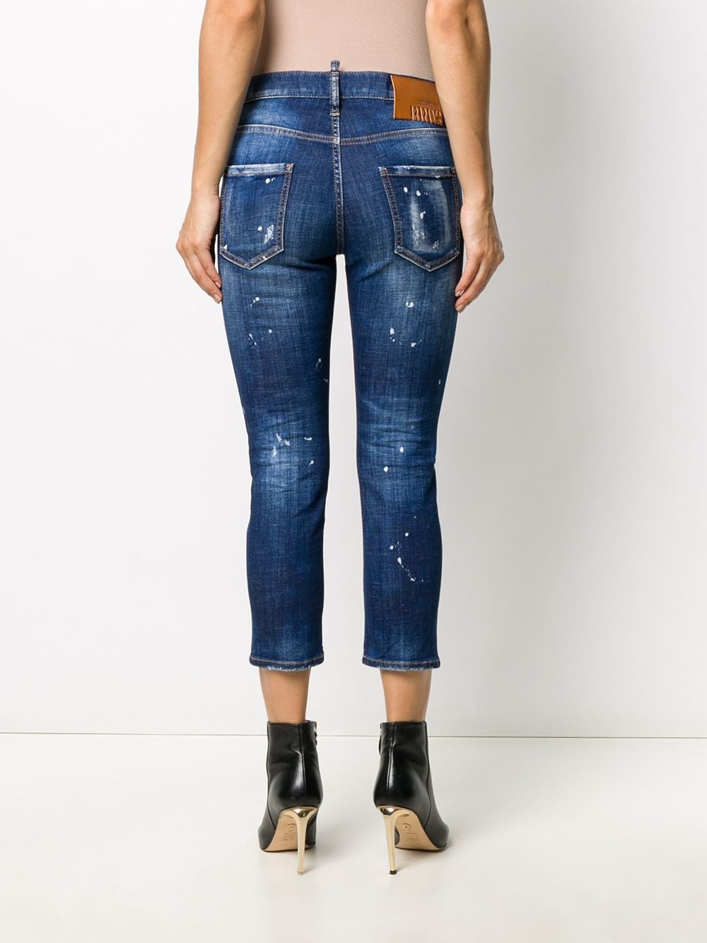 cropped distress jeans - 4