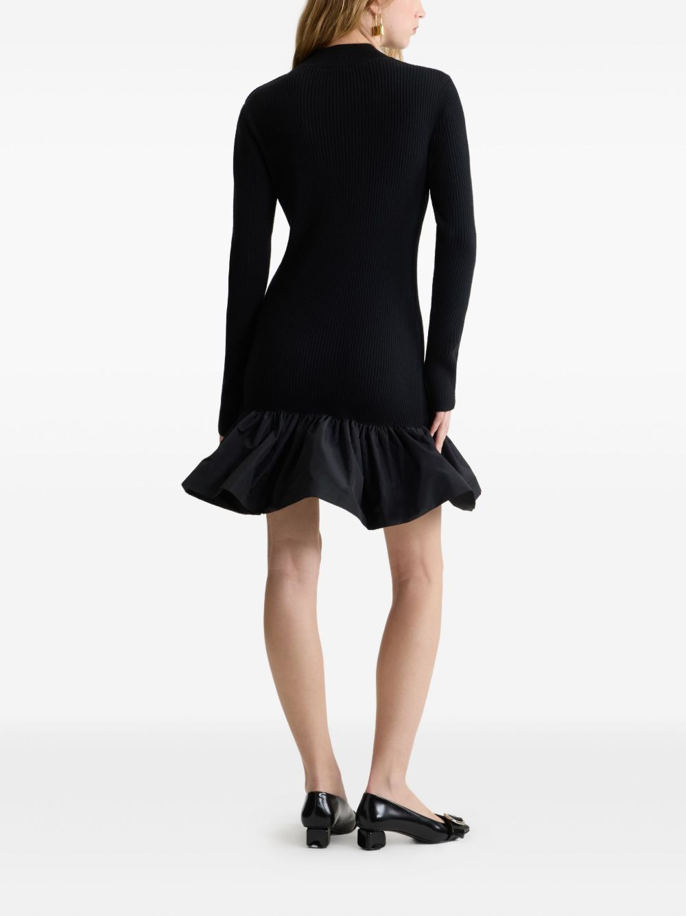 ribbed ruffle-hem mini dress - 3