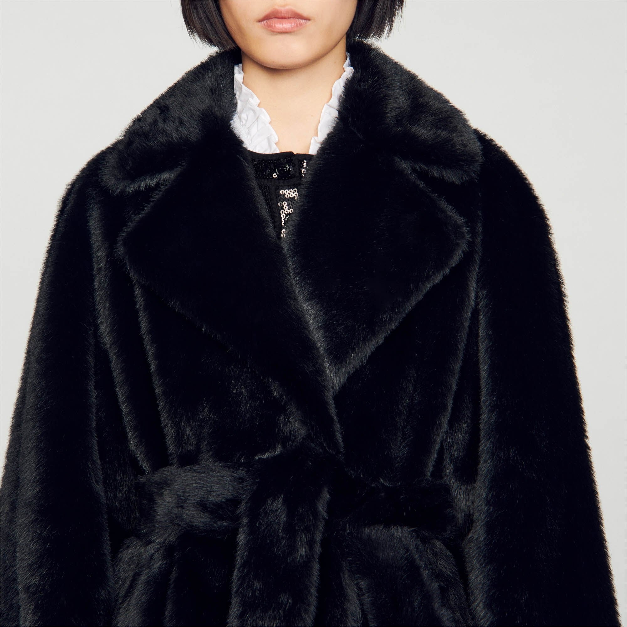 LONG FAUX FUR COAT - 4