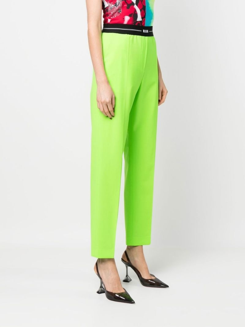 logo-waist slim tailored trousers - 3