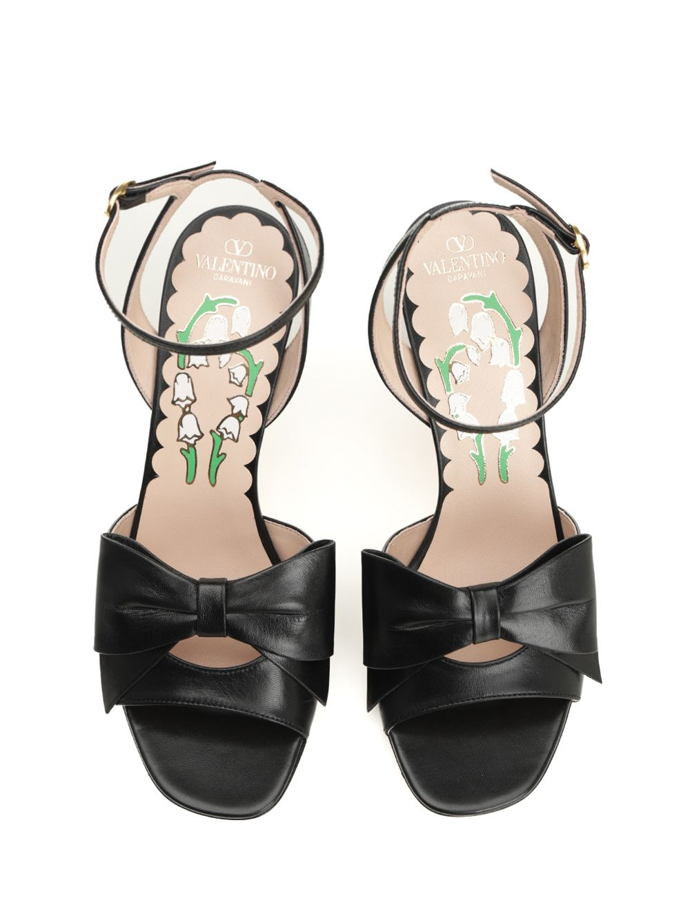 Sandal | Valentino Garavani Bowow | T. 95 | Capretto/Antique Brass Logo Sandals Black - 5