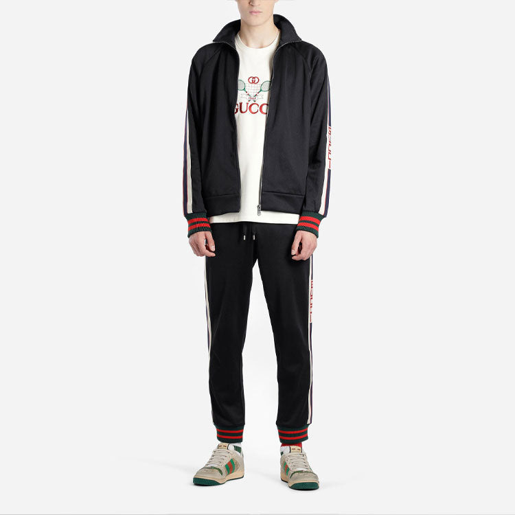 Gucci Technical Jersey Track Jacket Stripe Zipper Classic Black 474634-X5T39-1008 - 3