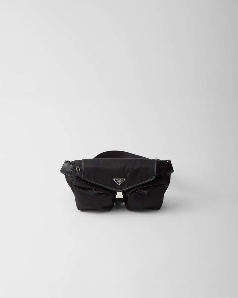 Re-Nylon and leather shoulder bag 1