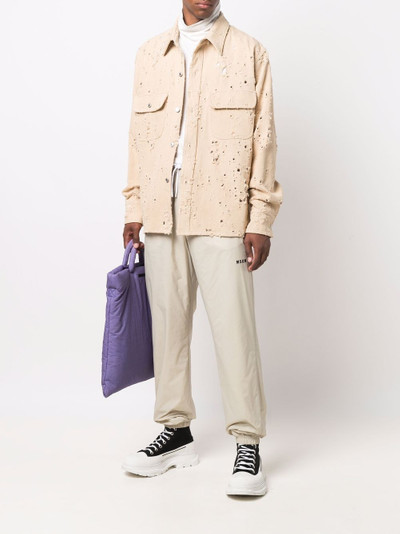 MSGM distressed long-sleeve flap-pocket shirt outlook