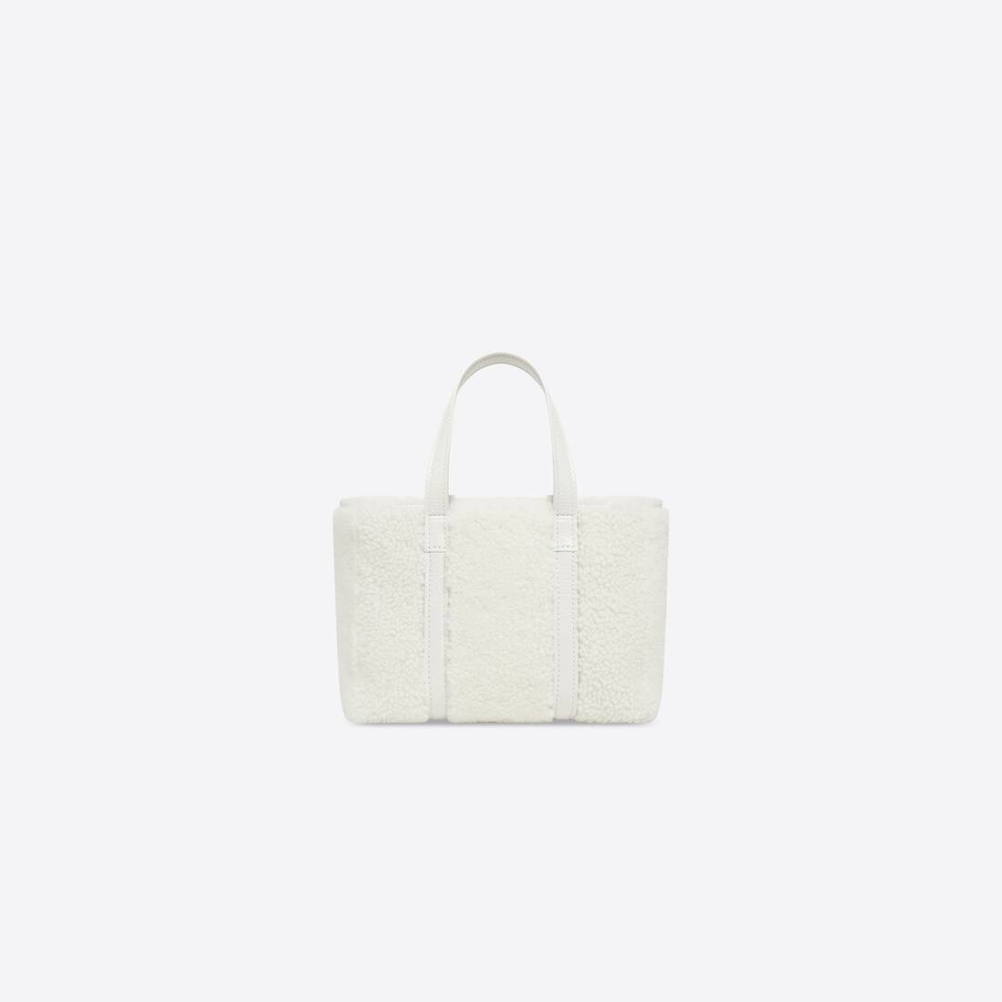 Women's Barbes Small East-west Shopper Bag In Shearling in White - 2