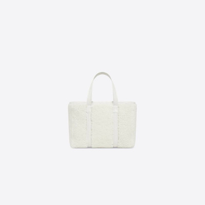 BALENCIAGA Women's Barbes Small East-west Shopper Bag In Shearling in White outlook