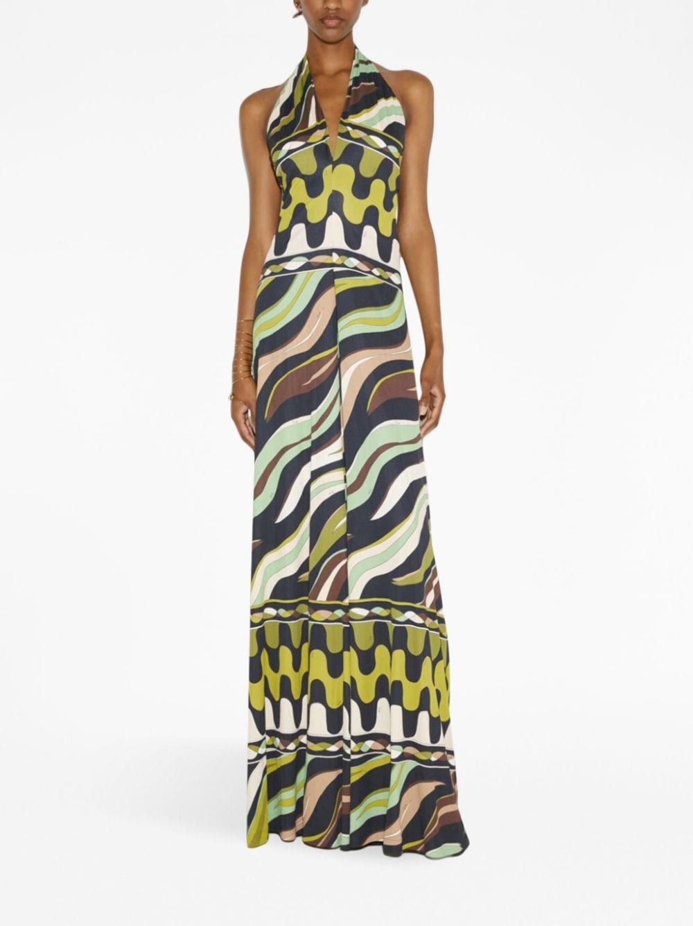 Fiamme-print halterneck jumpsuit - 2