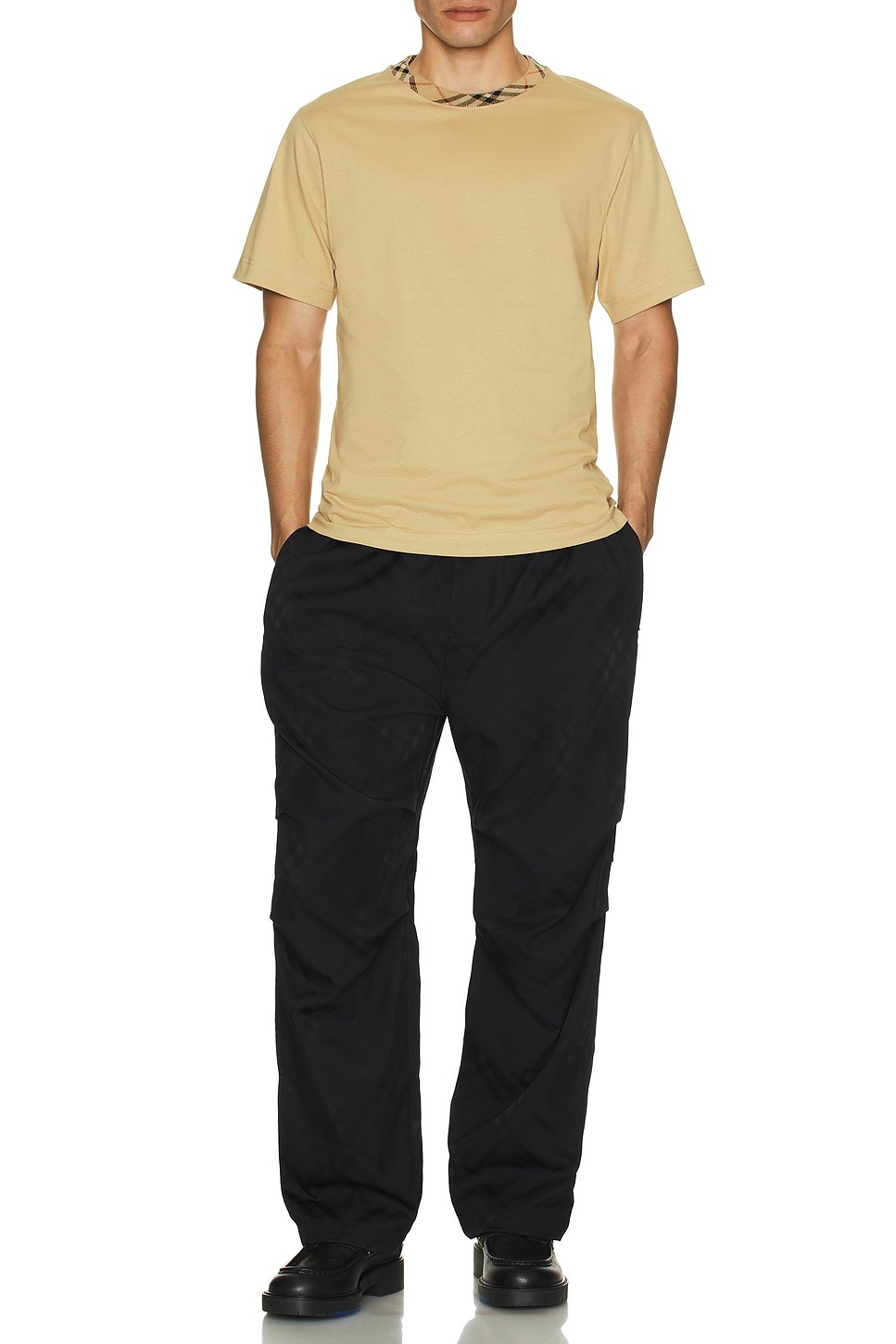 Bias Collar Check Slim Tee - 4