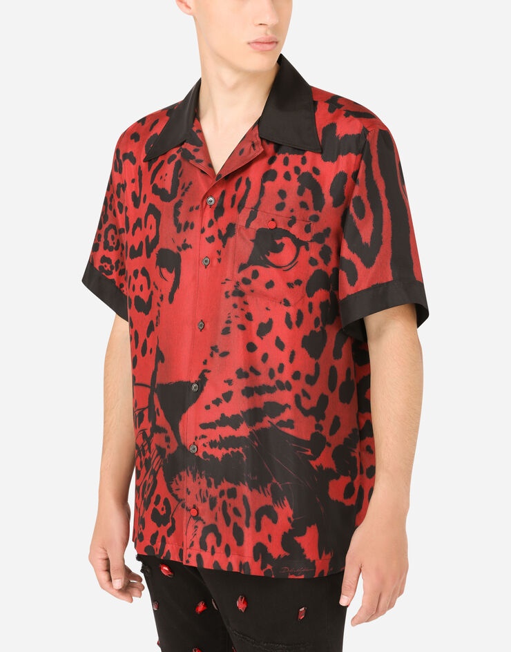 Silk Hawaiian shirt with leopard print - 4