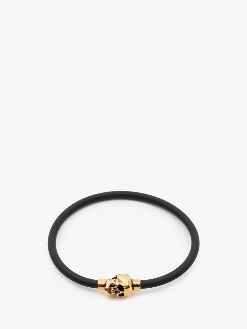 Rubber Cord Skull Bracelet in Black 1