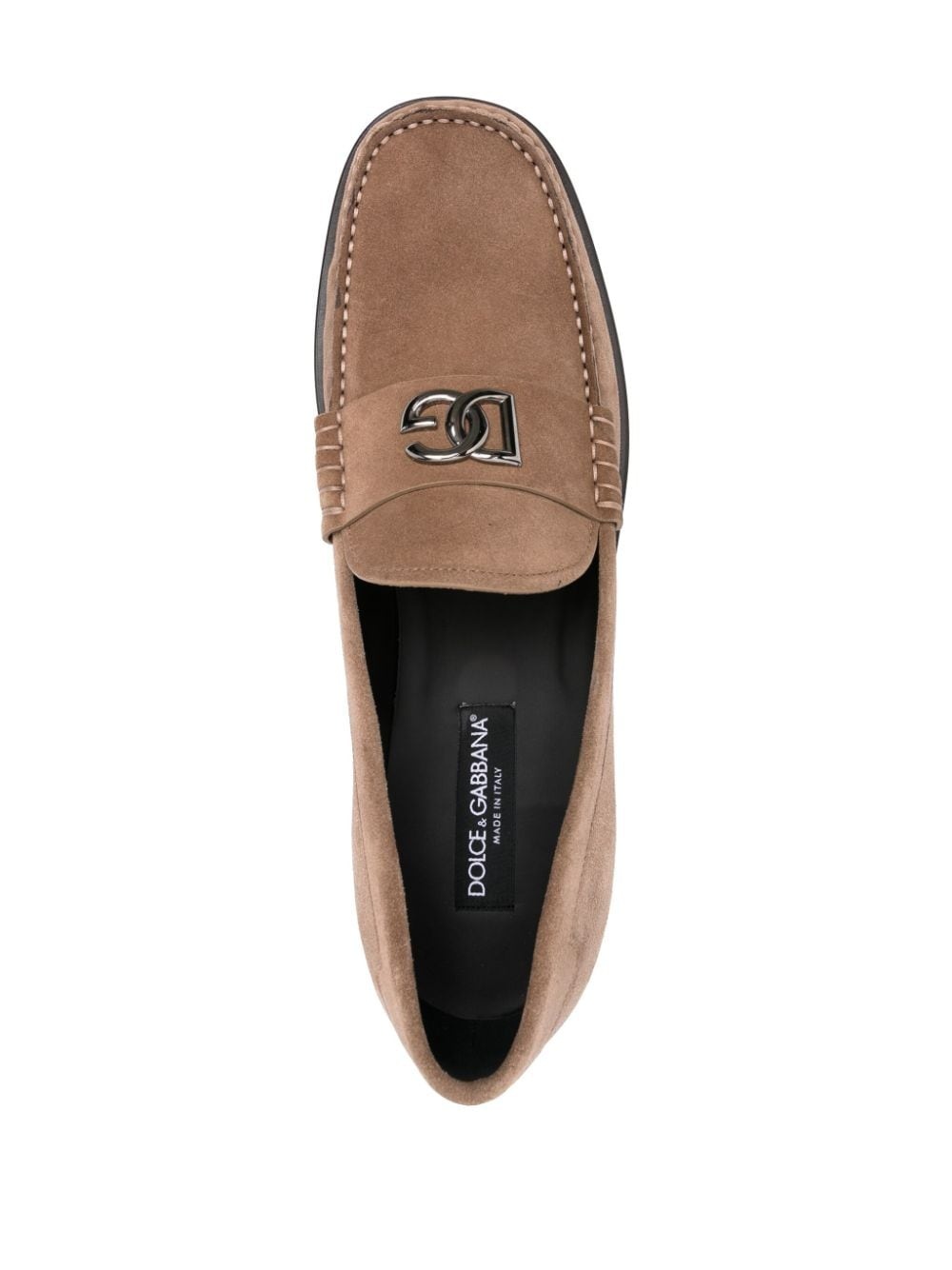 logo-plaque suede loafers - 4