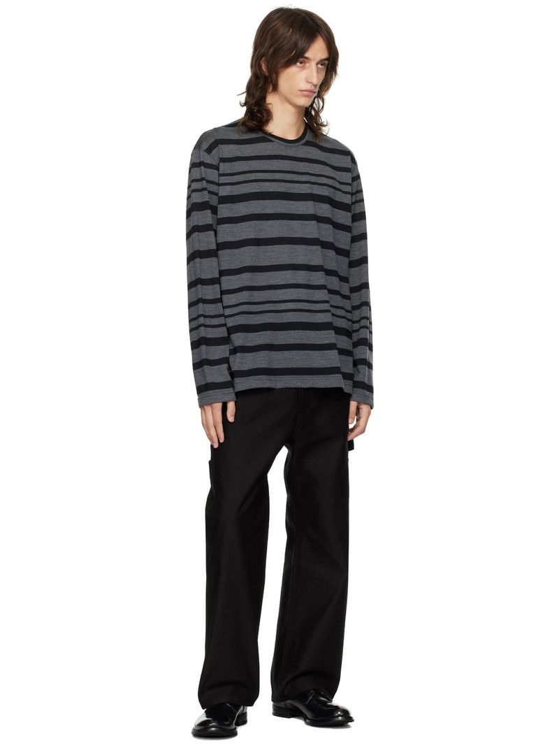 Junya Watanabe MAN Gray & Black Stripe Wool Long Sleeve T-Shirt outlook