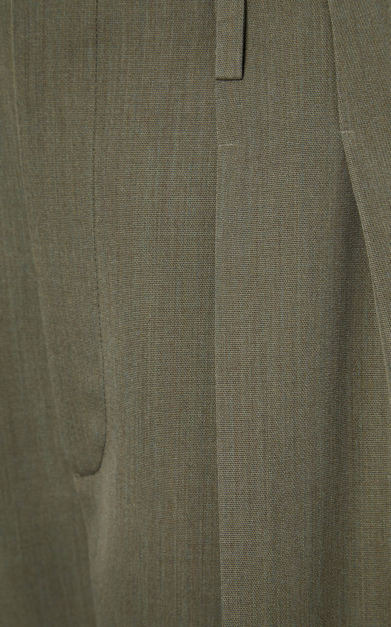 Bottega Veneta Wool Melange Toile Wide-Leg Pants olive outlook