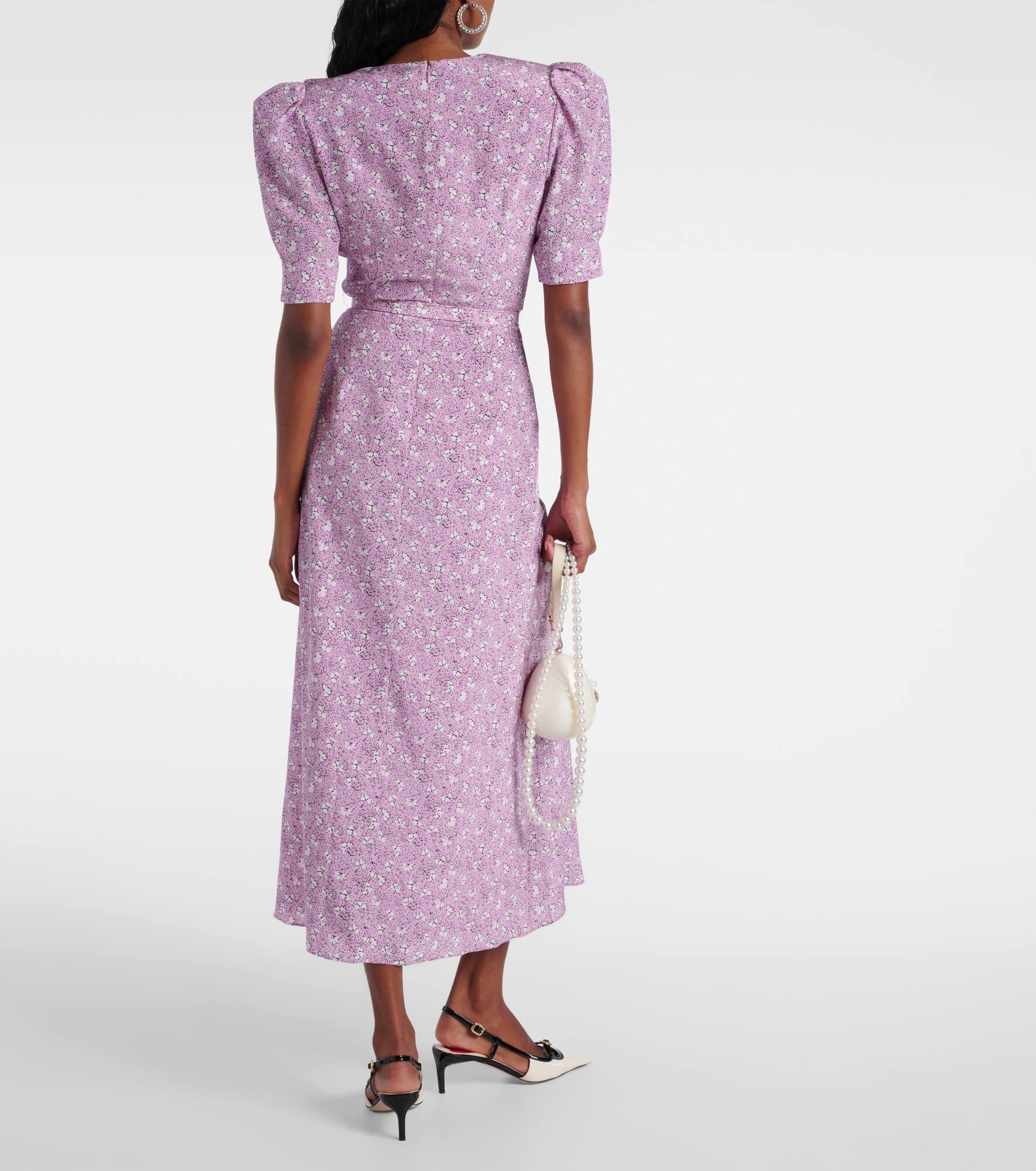 Printed silk midi dress - 3