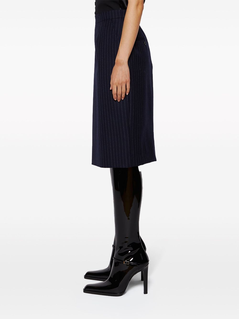 pinstripe-pattern silk skirt - 4