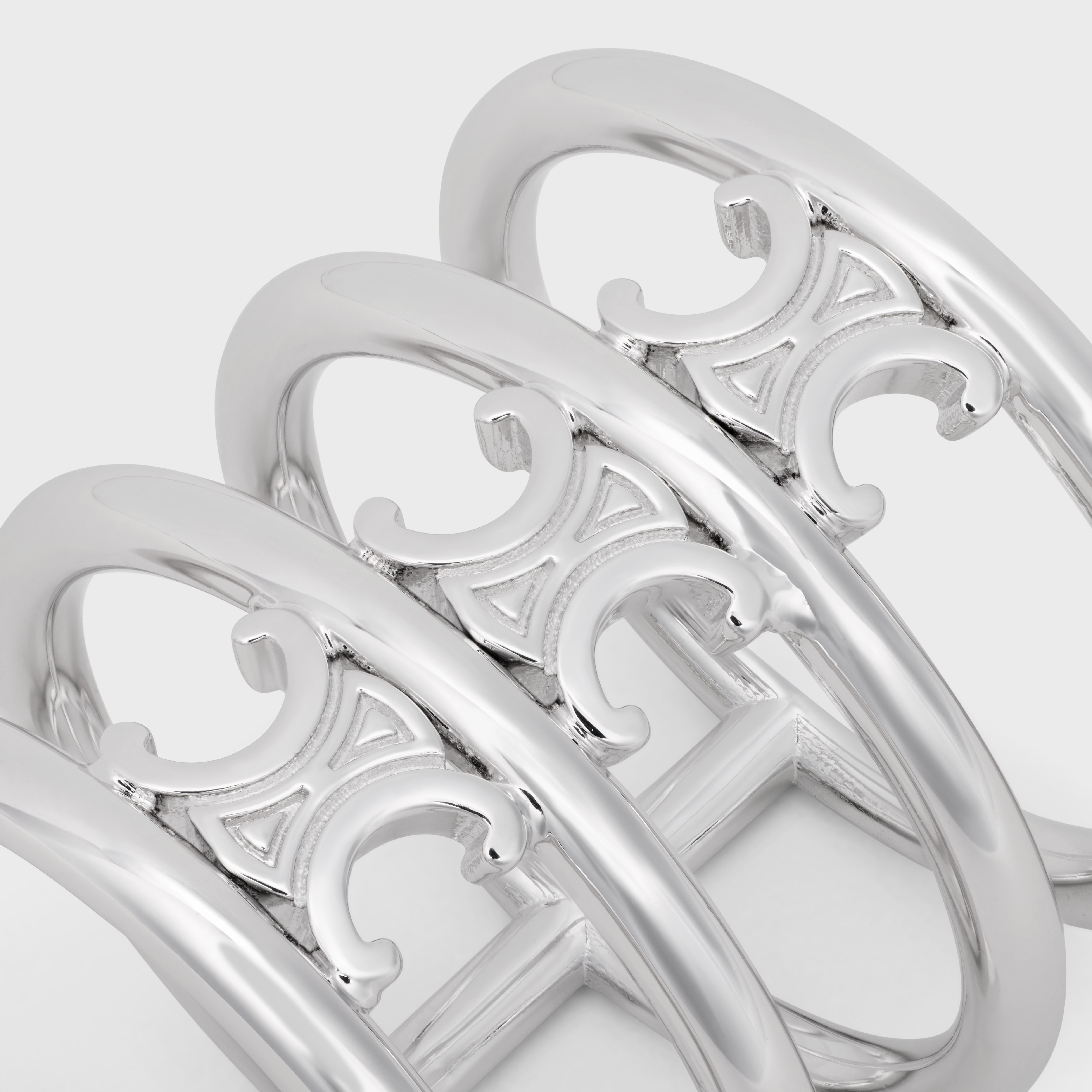 CELINE Triomphe Cage Ring in Brass with Rhodium Finish