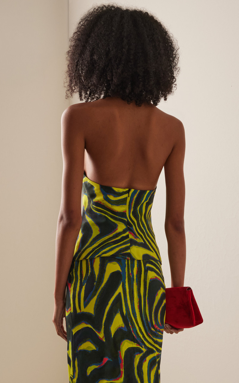 Printed Jersey Cowl-Neck Halter Top green 4
