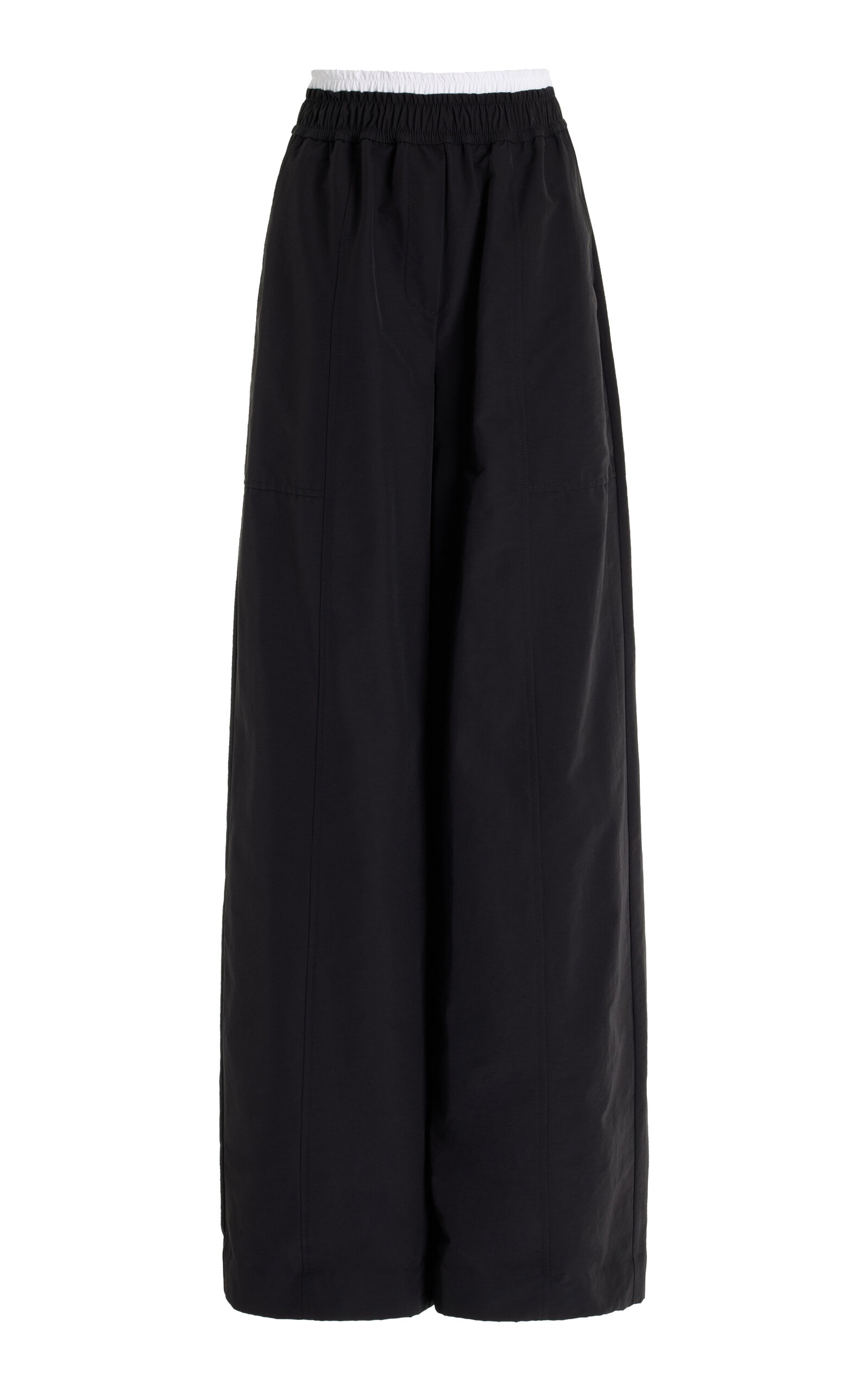 Olly Double-Waist Cotton Faille Wide-Leg Pants black - 1