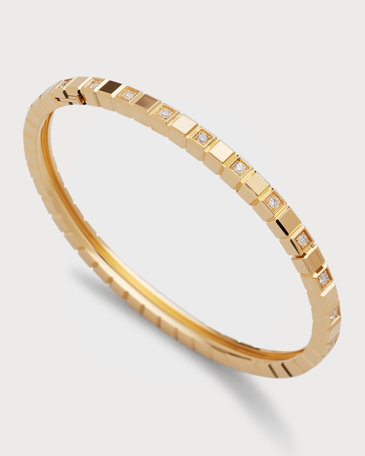 Ice Cube 18K Yellow Gold Alternating Diamond Bracelet, Size Medium - 3