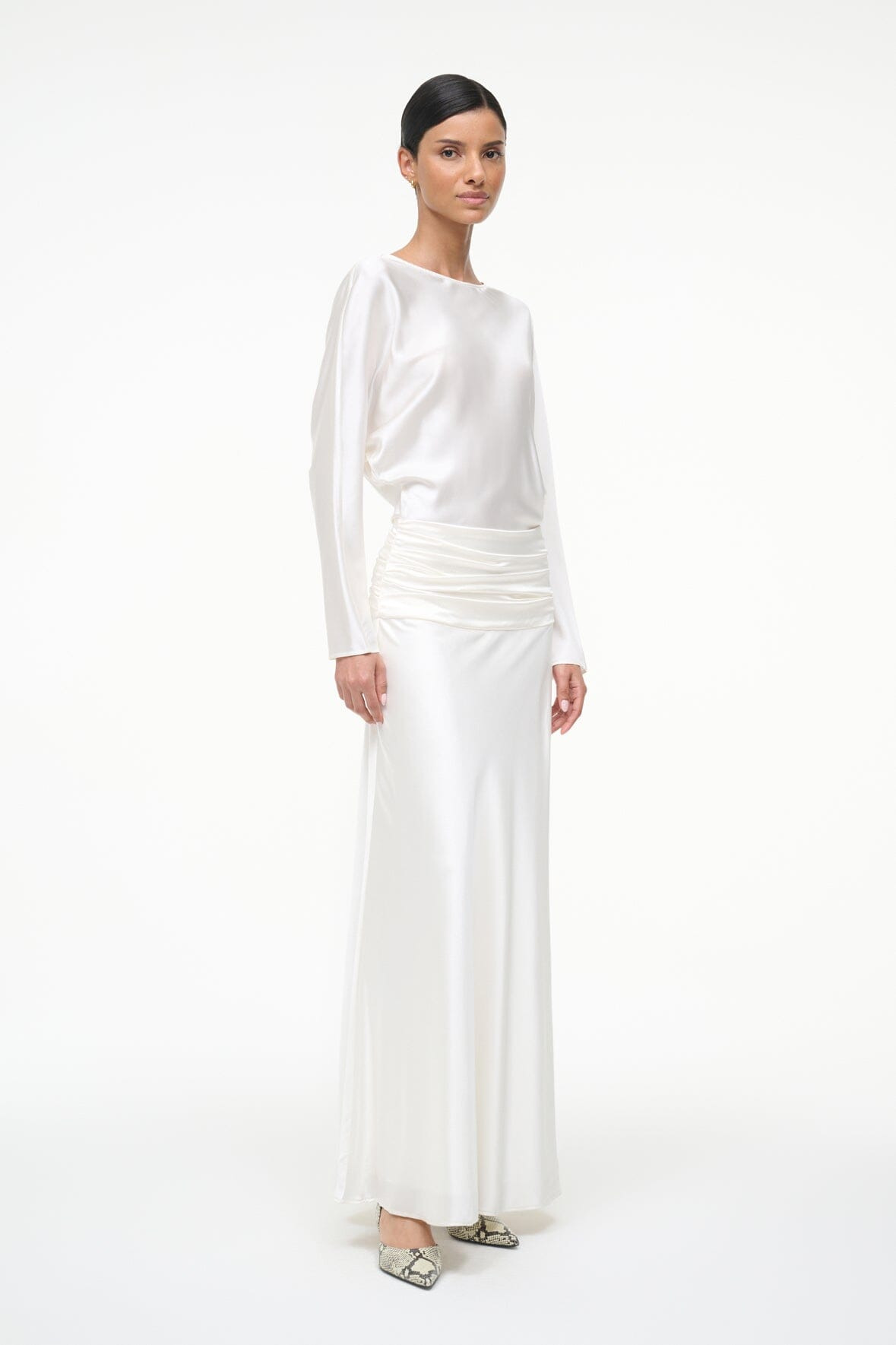 STAUD FREDA SILK DRESS IVORY - 4