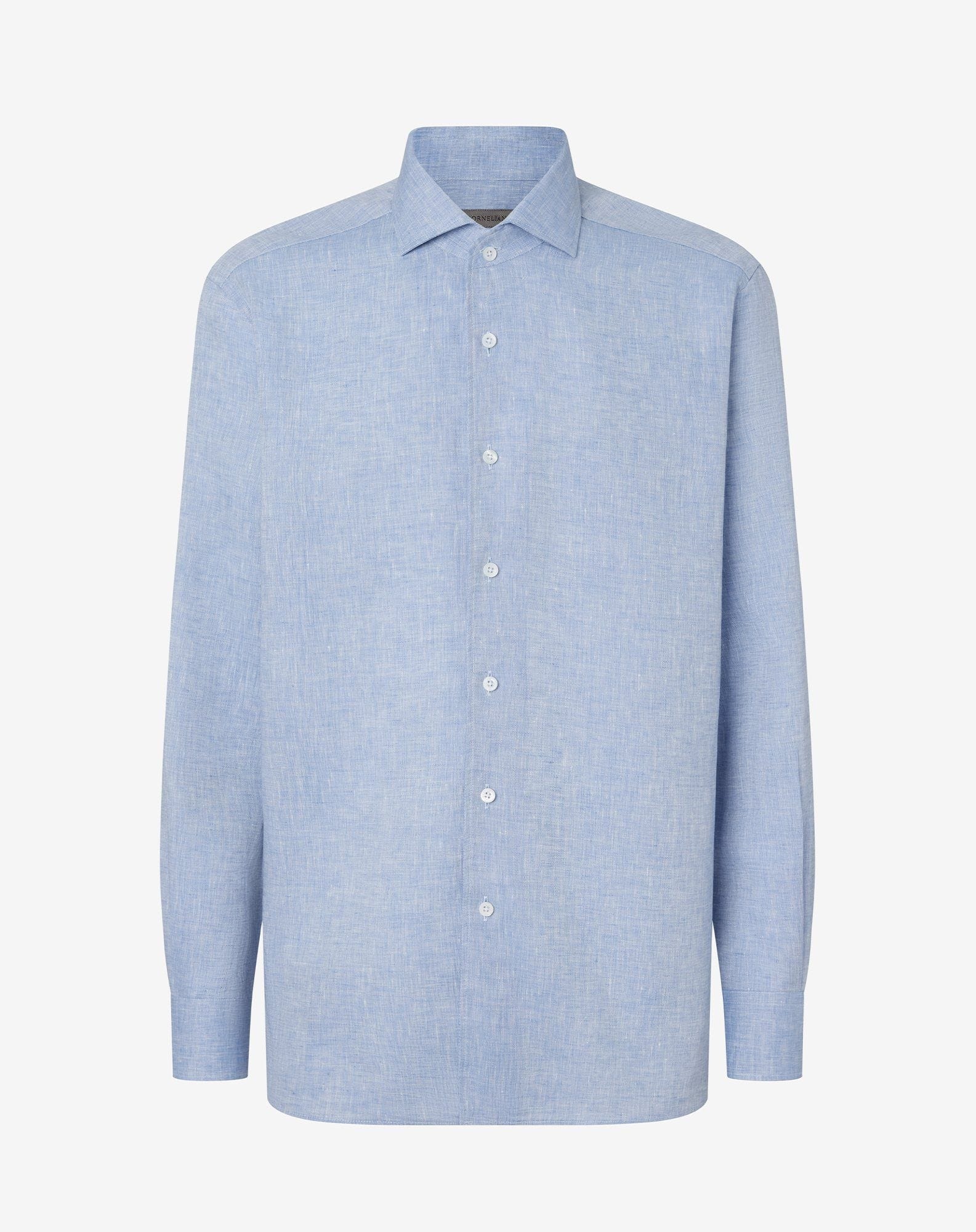 Light blue pure chambray linen shirt - 1