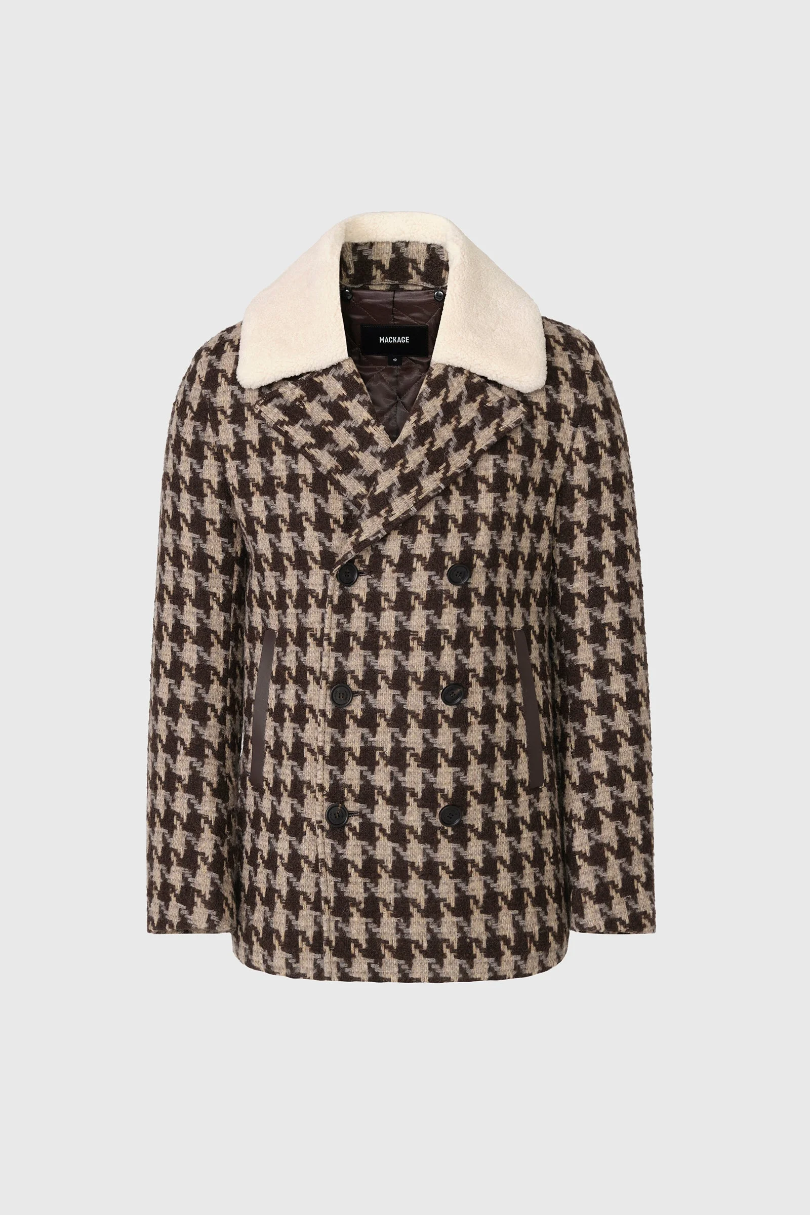 COLE-BHT Houndstooth Patterned Wool Peacoat - 1