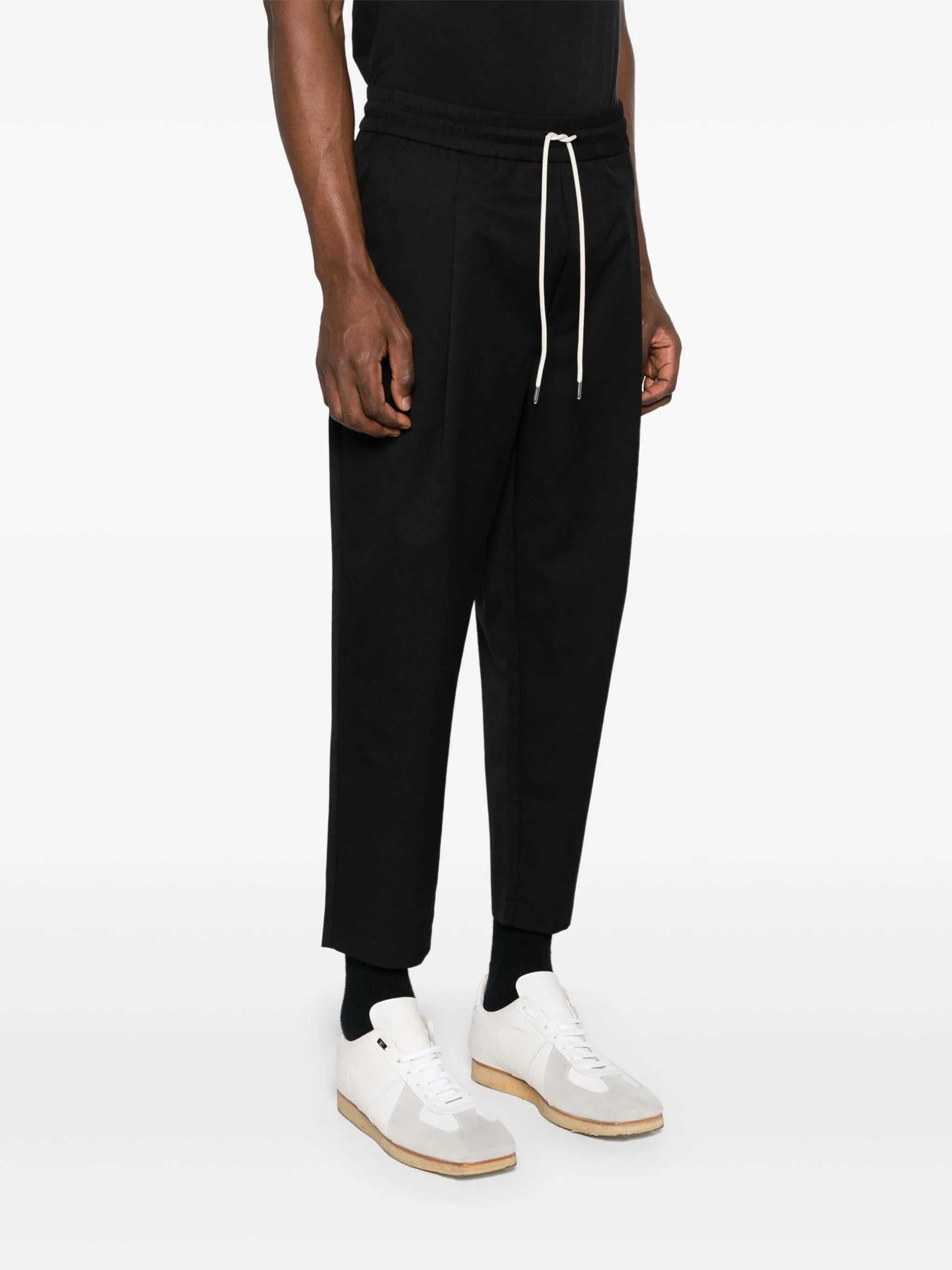 Drawstring Twill Cropped Trousers - 2