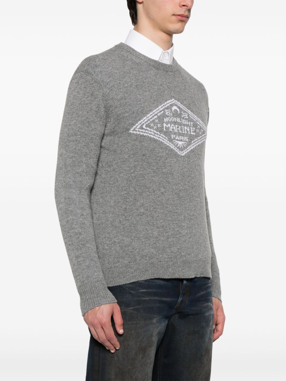 logo-intarsia knit sweater - 3