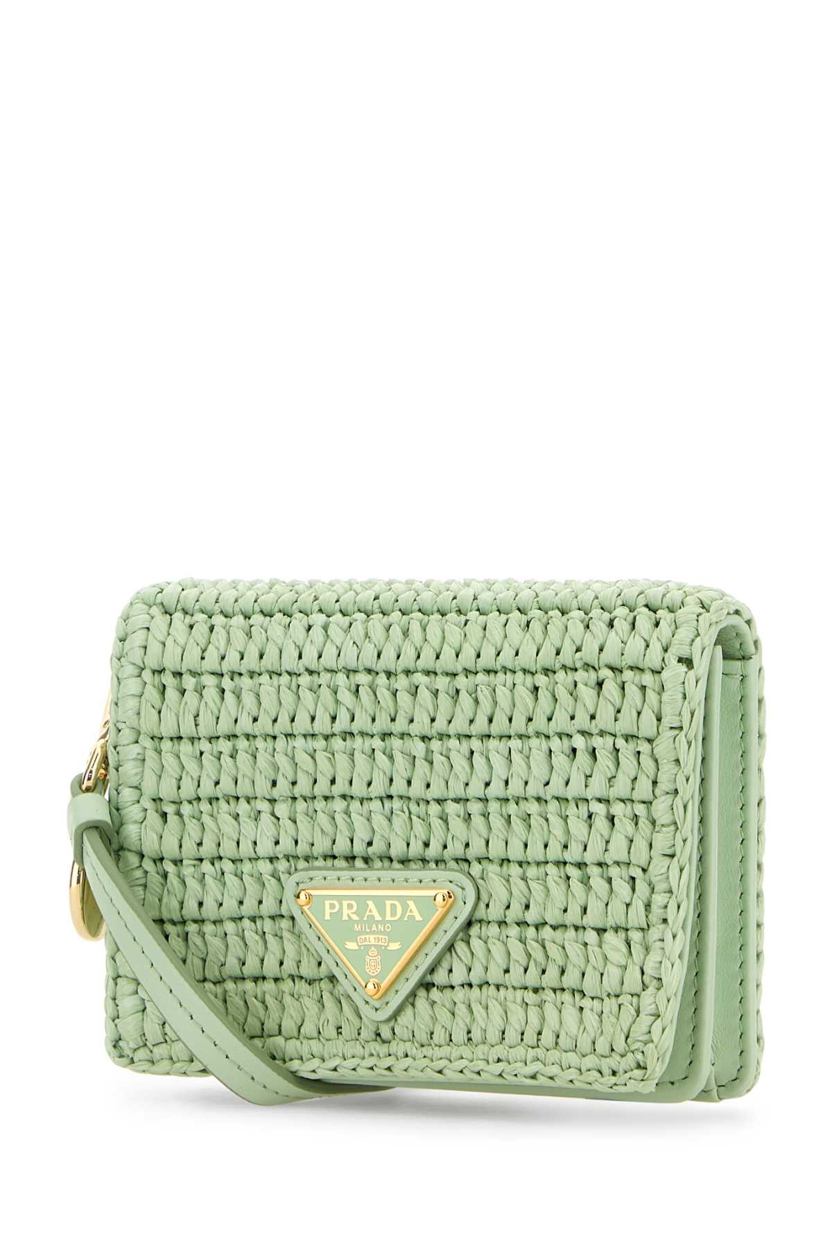 Prada Women Pastel Green Raffia Card Holder - 2