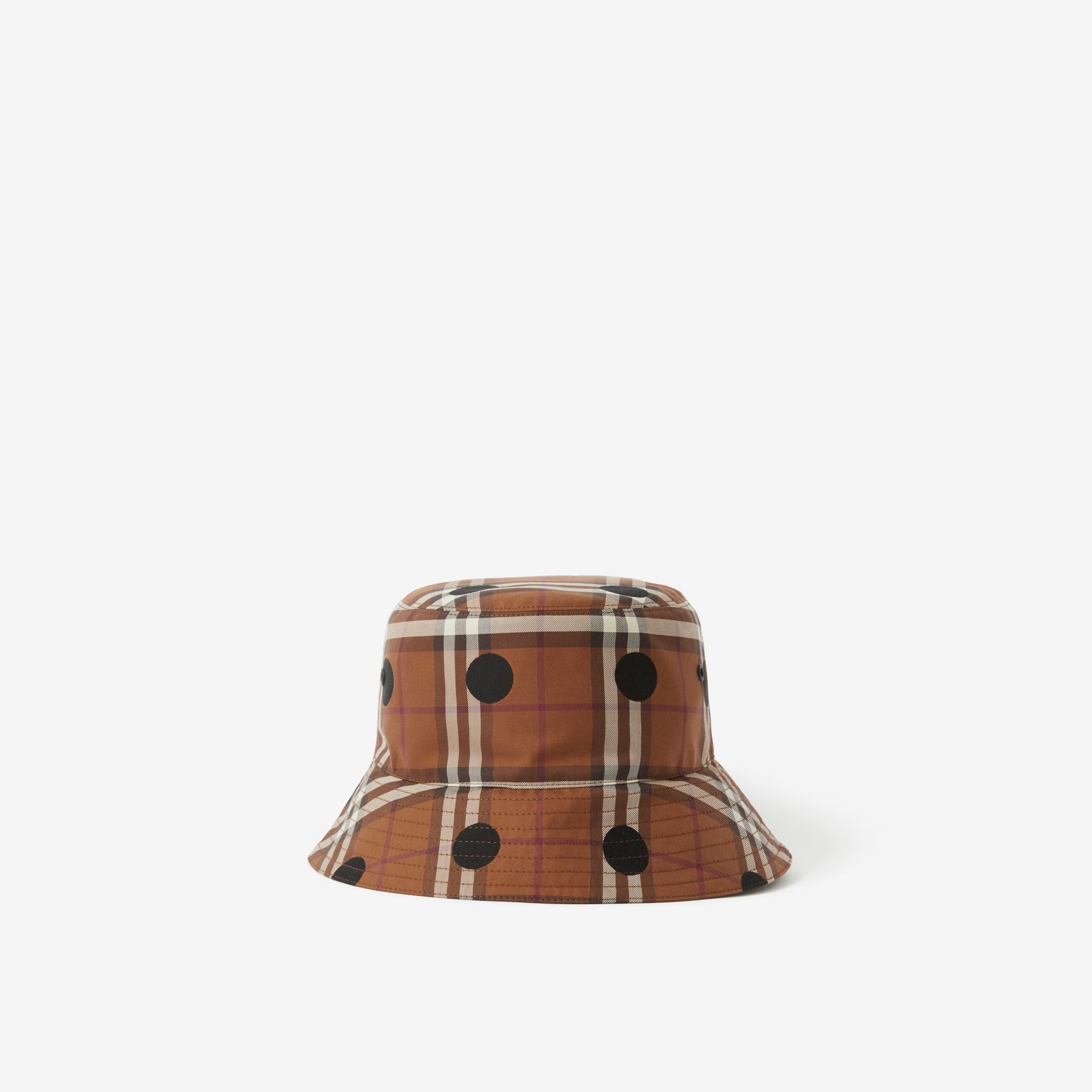 Polka Dot Check Cotton Bucket Hat - 1