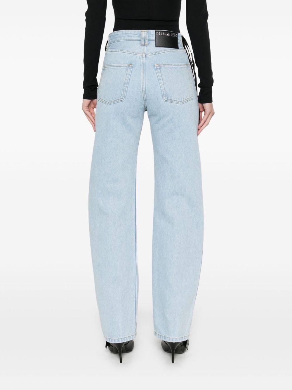 lace-up straight leg jeans - 4
