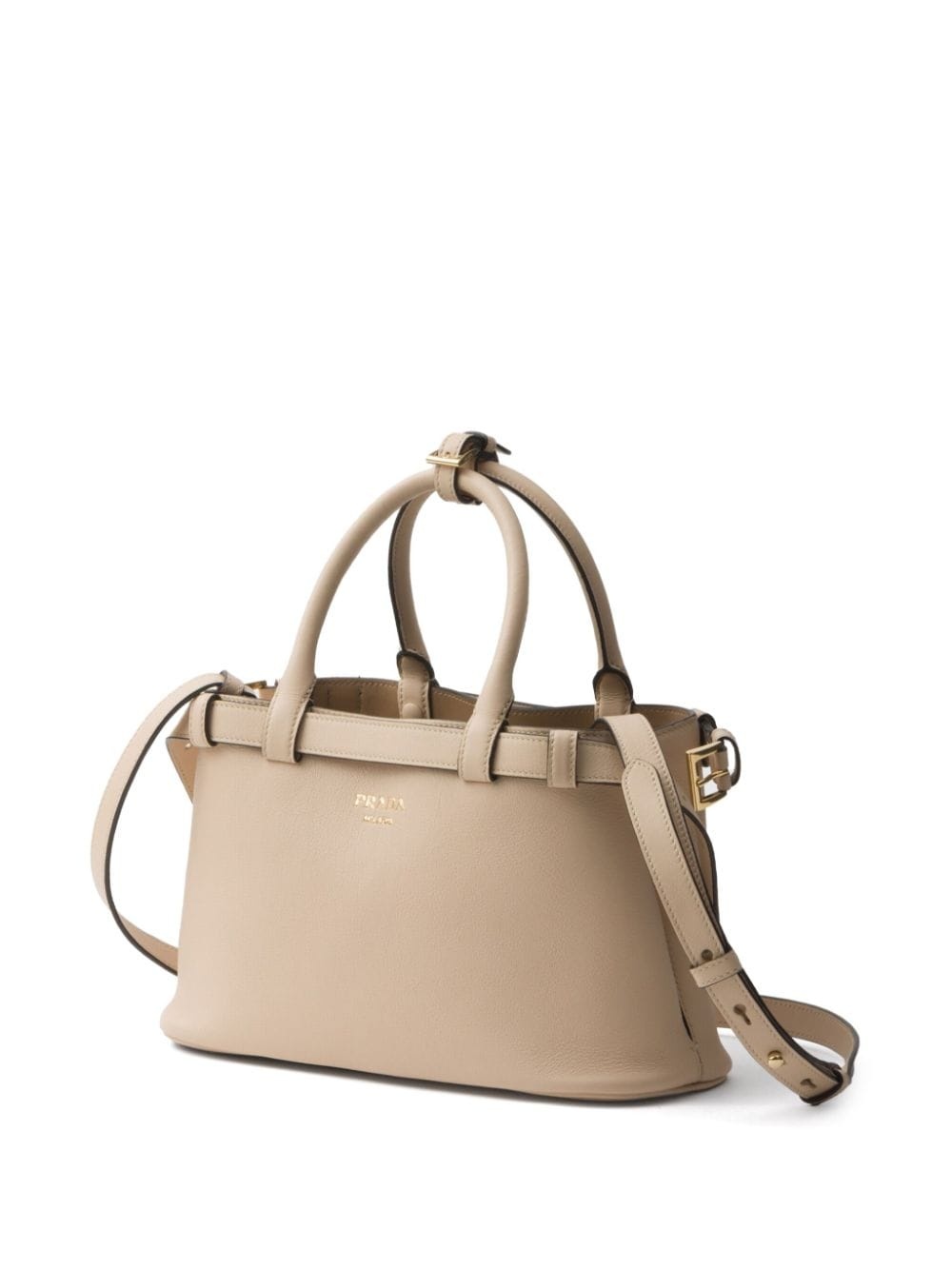 belted leather tote bag - 3
