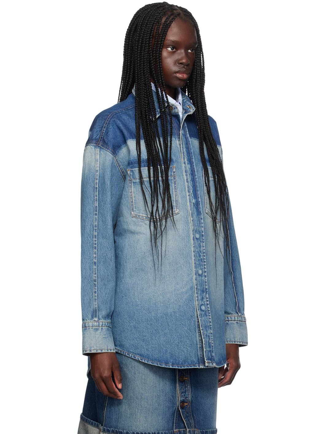 Blue Oversized Denim Shirt - 2
