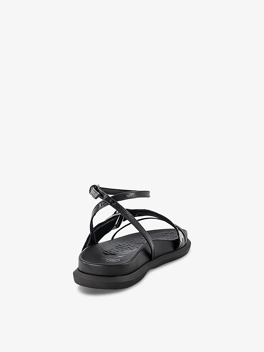 Zilda asymmetric-eyelet strap patent-leather sandals - 4